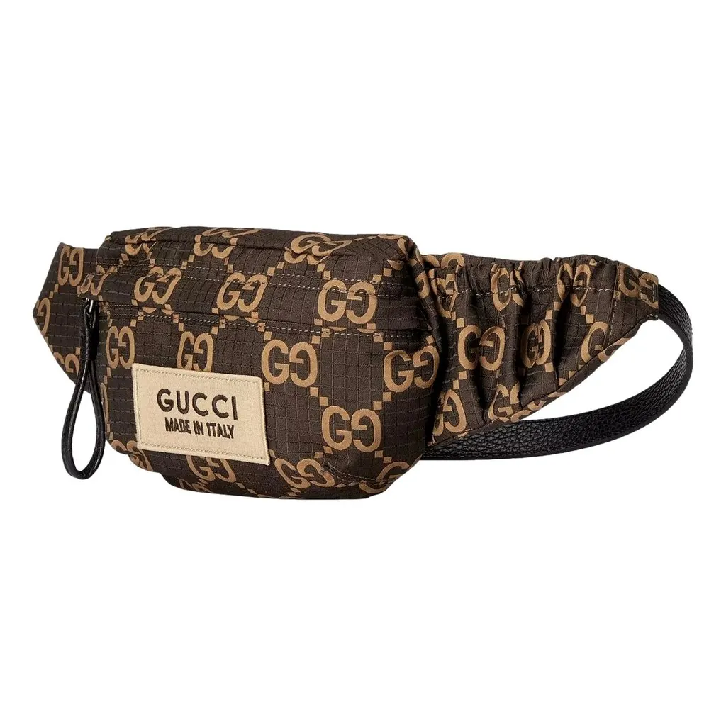 Gucci GG Ripstop Waist Bag Beige Brown Recycled Fabric Belt Bag Beige Leather Never worn - Back View