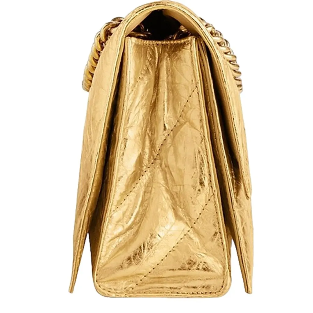 Balenciaga Balenciaga Crush Quilted Metallic Gold Leather Mini Crossbody Chain Bag Gold Hardware Gold Leather Never worn - Inside View