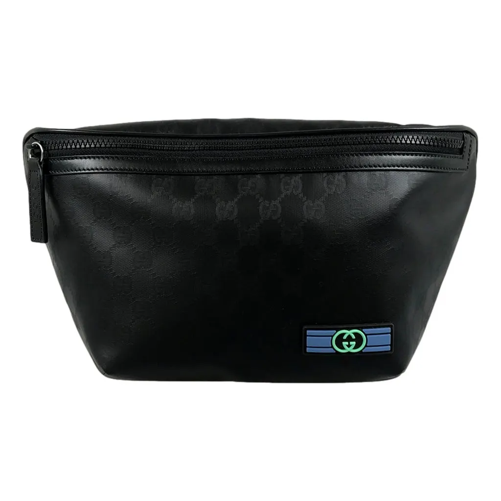 Gucci GG Crystal Canvas Black Tote Travel Shoulder Bag Black Canvas Never worn - Front View