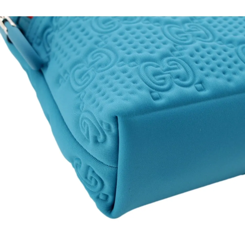 Gucci GG Scuba Pouch Small Clutch Bag Blue Blue Leather Never worn - Inside View