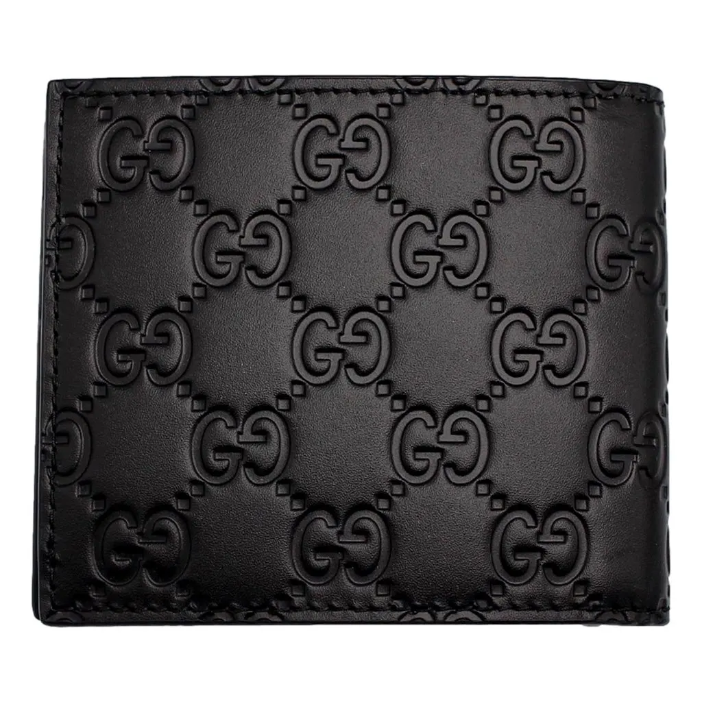 Gucci Guccissima Black Embossed Leather Bifold Wallet Black Leather Never worn - Back View