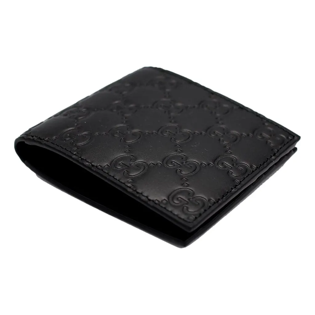 Gucci Guccissima Black Embossed Leather Bifold Wallet Black Leather Never worn - Inside View