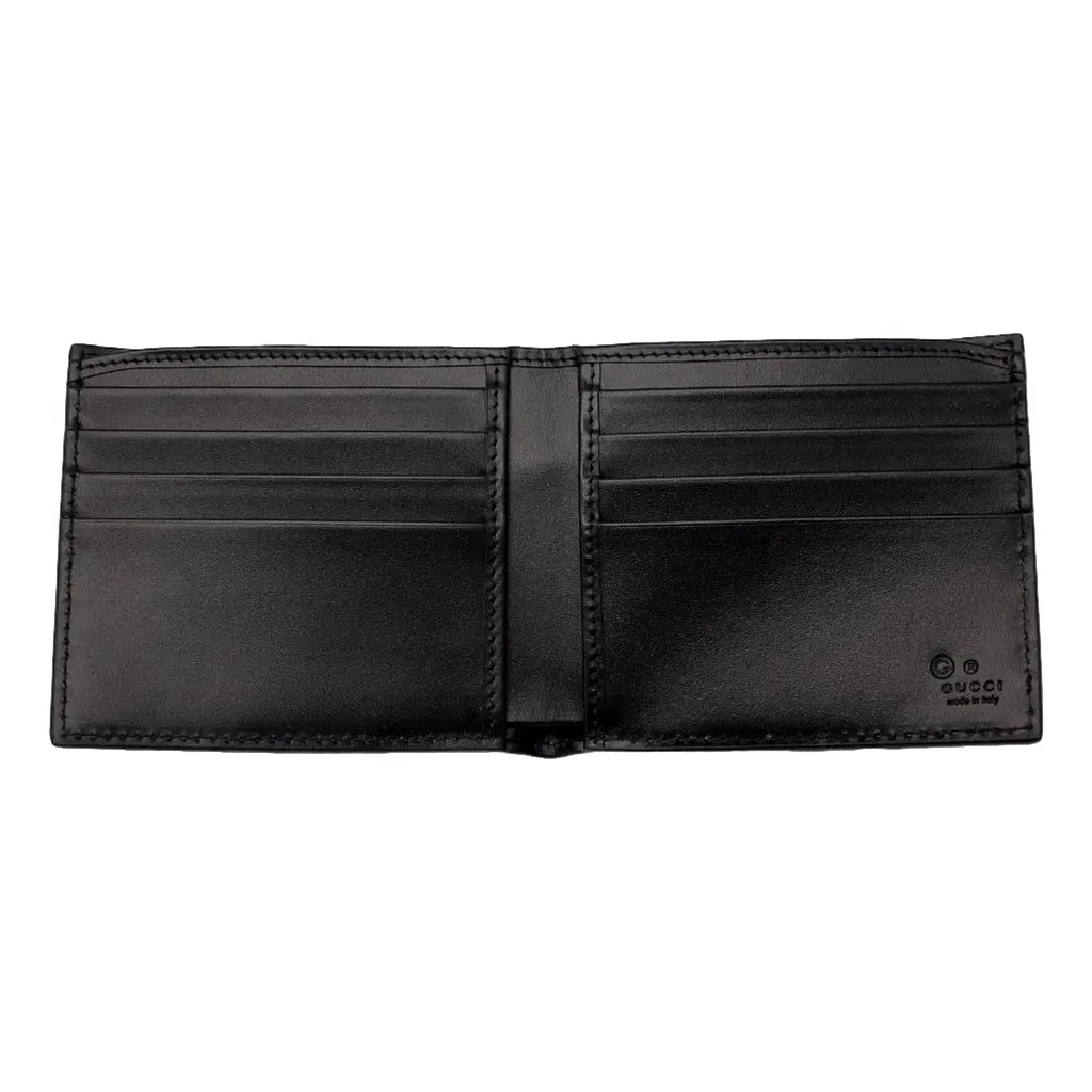 Gucci Guccissima Black Embossed Leather Bifold Wallet Black Leather Never worn - Model View