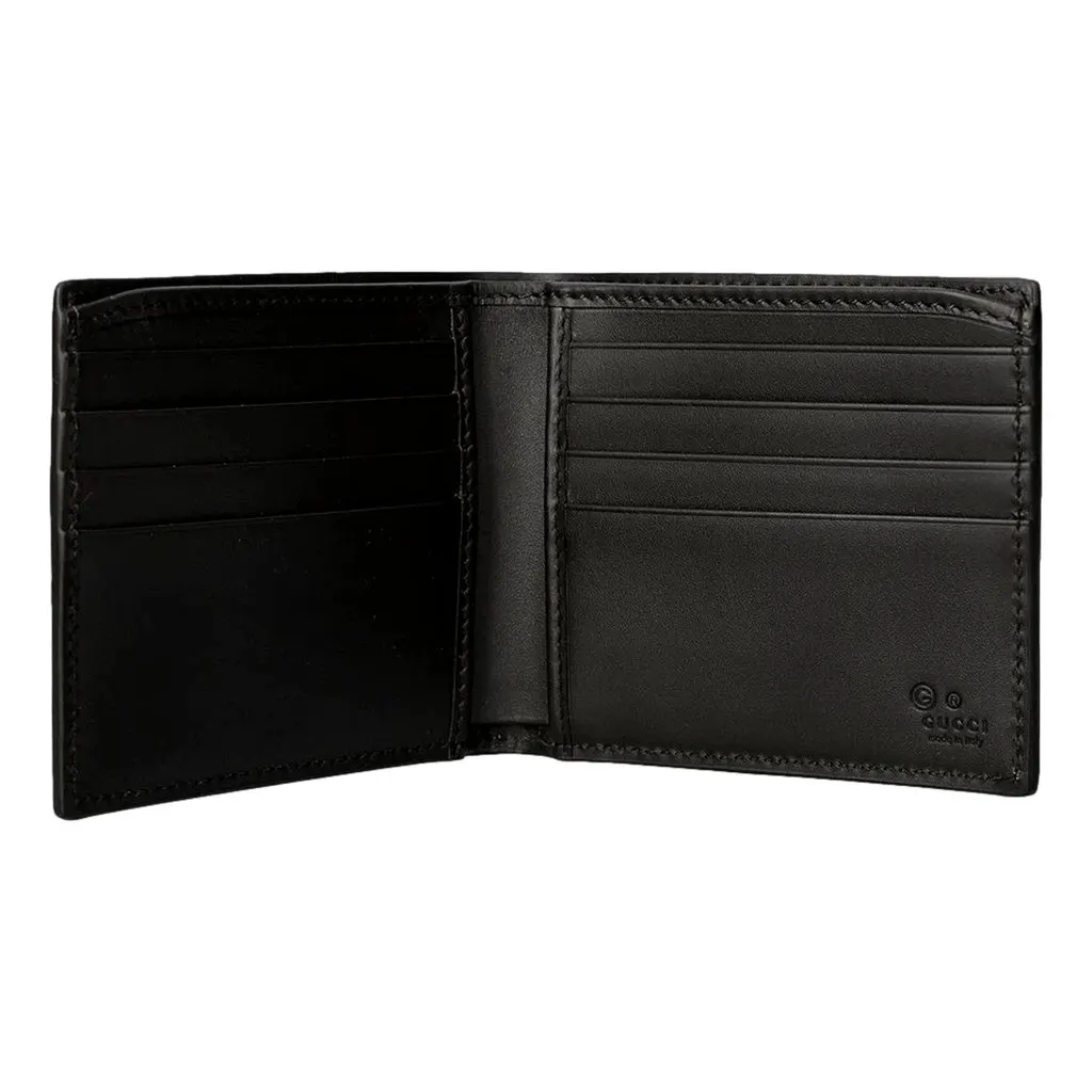 Gucci GG Supreme Canvas Web Stripe Bifold Wallet Brown Leather Never worn - Inside View