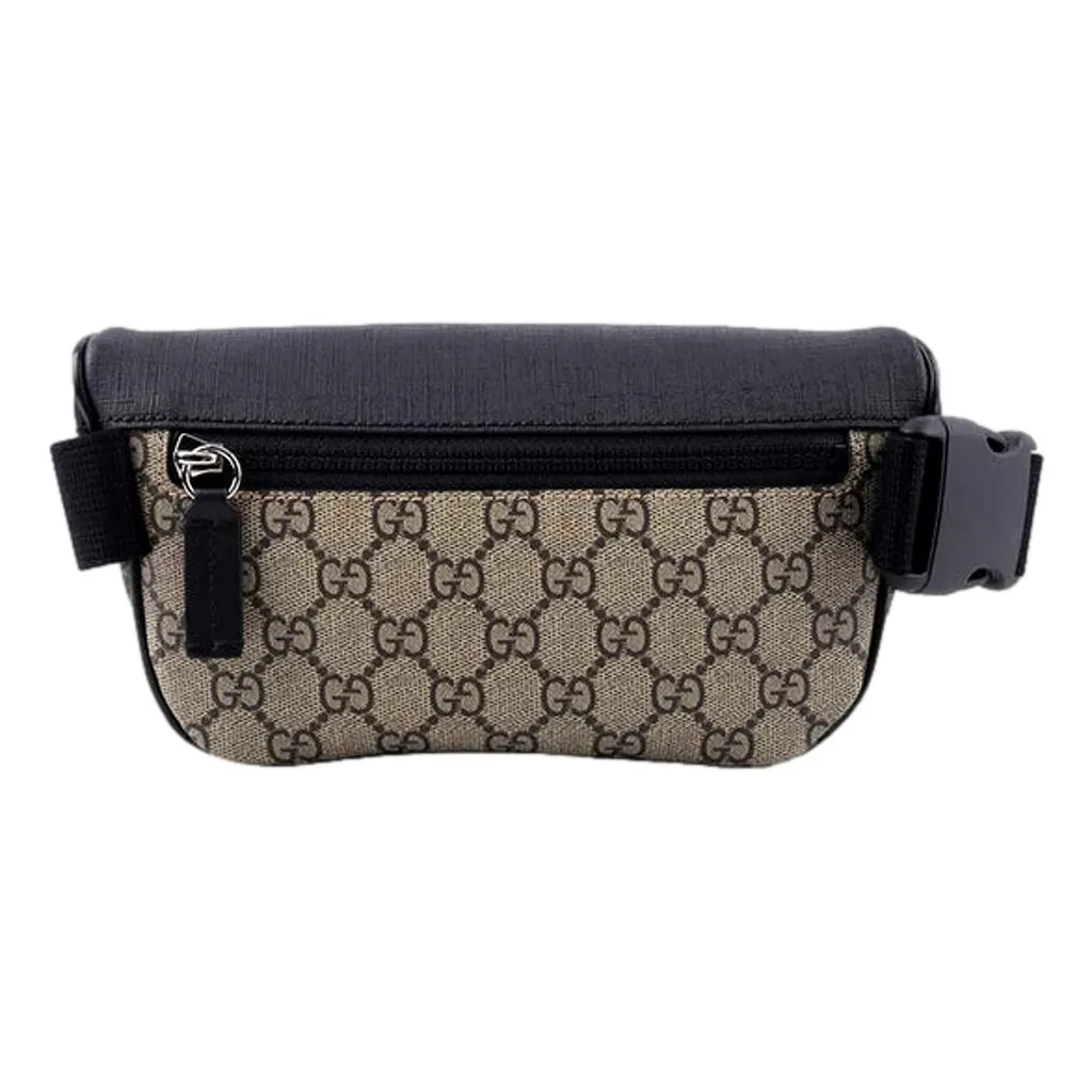 Gucci GG Supreme Canvas Belt Bag Beige Black Unisex Waist Bag Black Canvas Never worn - Inside View