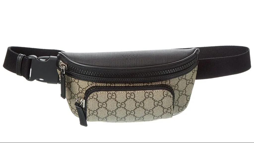 Gucci GG Supreme Canvas Belt Bag Beige Black Unisex Waist Bag Black Canvas Never worn - Box View