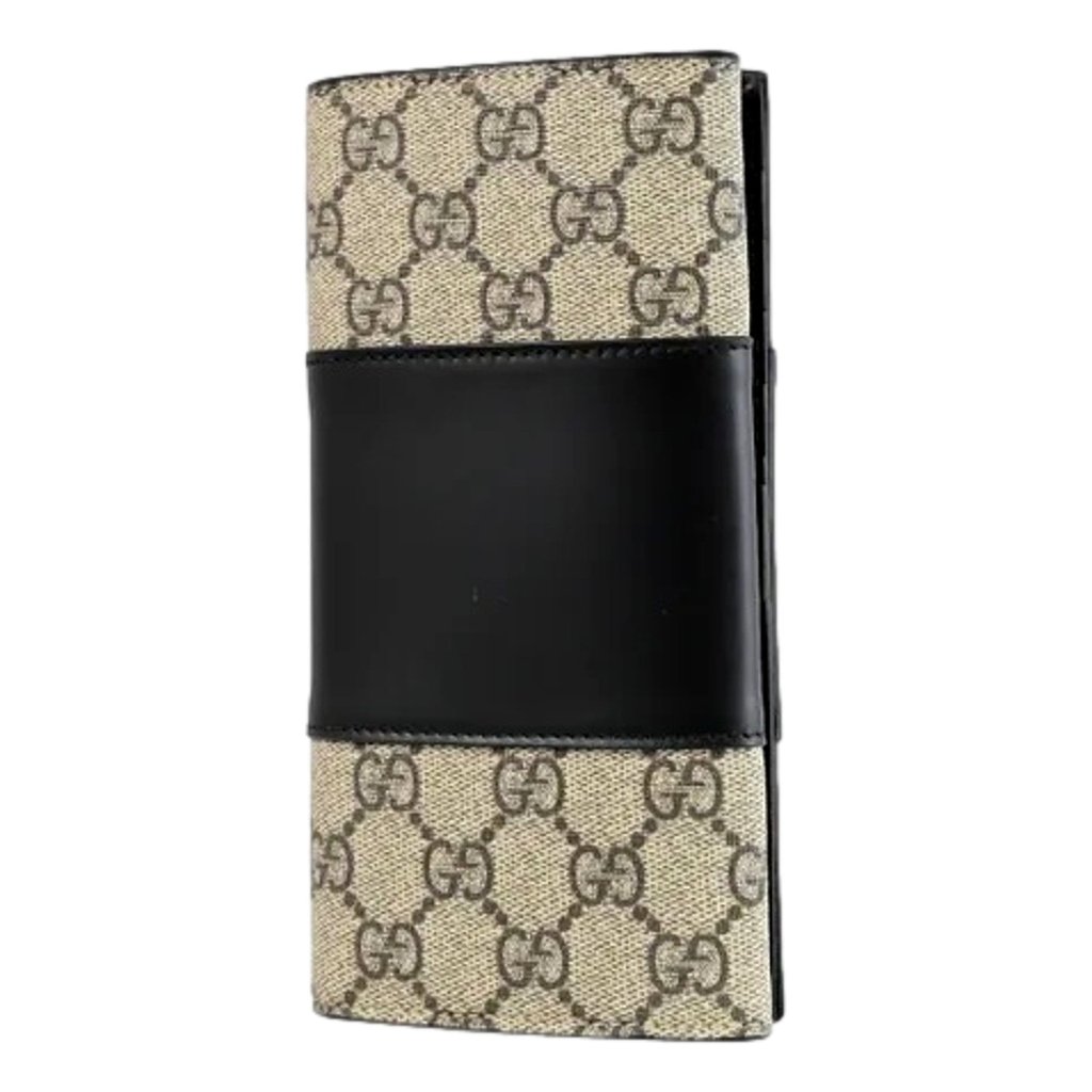 Gucci Gucci GG Supreme Canvas Leather Long Wallet Brown Canv