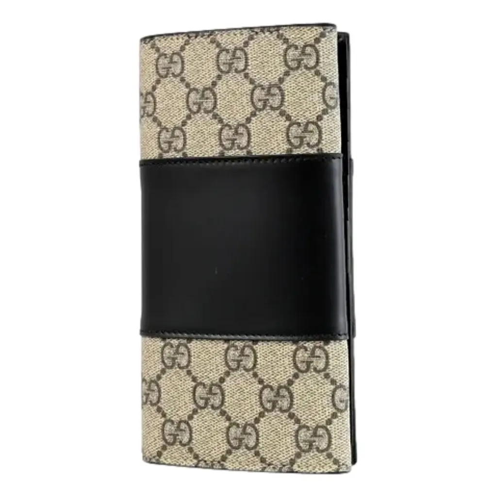 Gucci GG Supreme Canvas Leather Long Wallet Brown Canvas Never worn - Back View