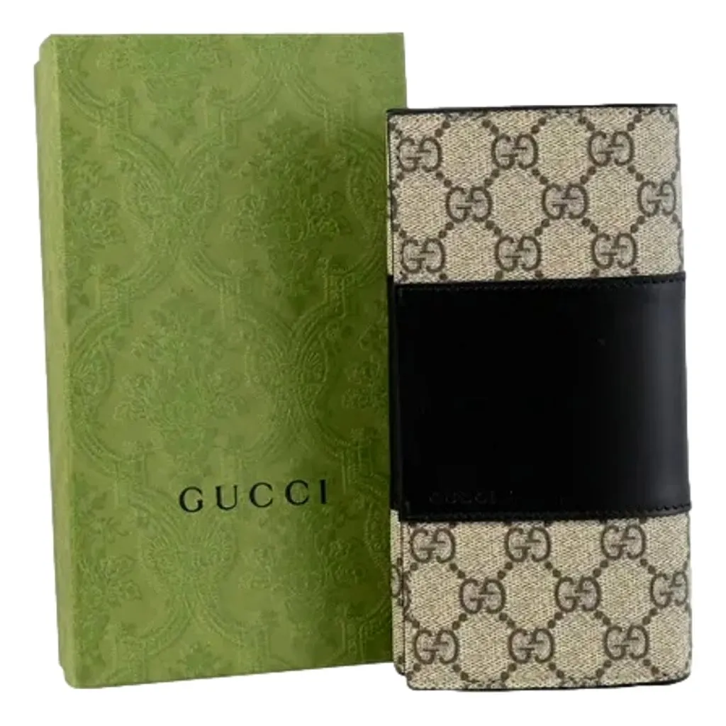 Gucci GG Supreme Canvas Leather Long Wallet Brown Canvas Never worn - Box View