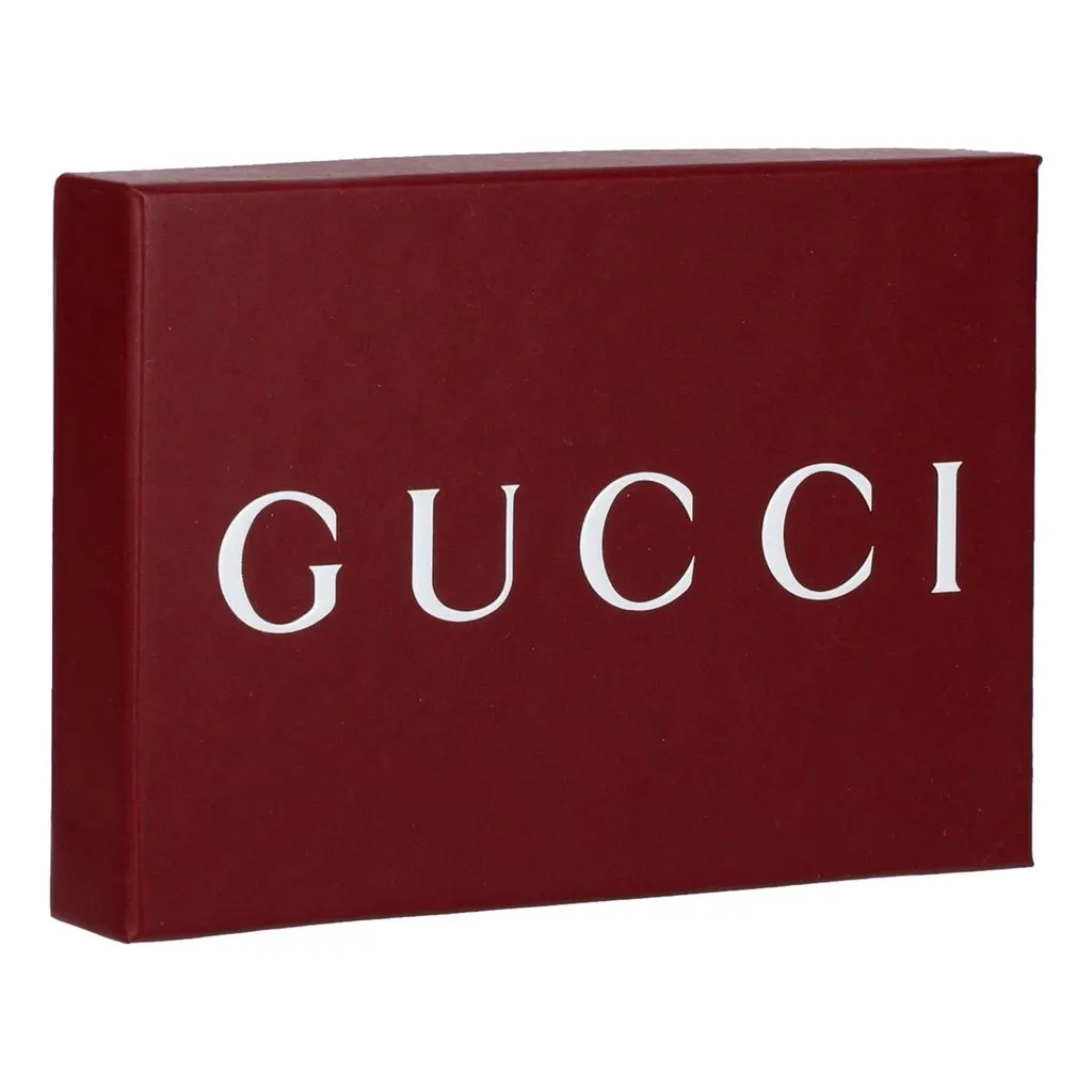 Gucci Zip Key Case Black Leather Card Holder Gold Logo Script Black Leather Never worn - Box View