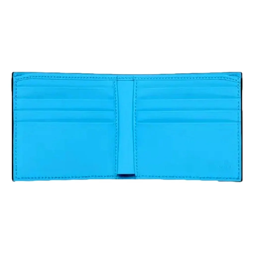 Gucci GG Embossed Leather Bifold Wallet in Neon Blue Rubber Effect Finish Blue Leather Never worn - Inside View