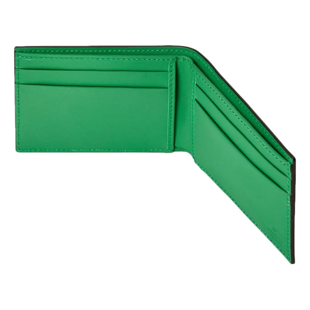 Gucci GG Leather Green Rubber Effect Bifold Wallet Green Leather Never worn - Box View