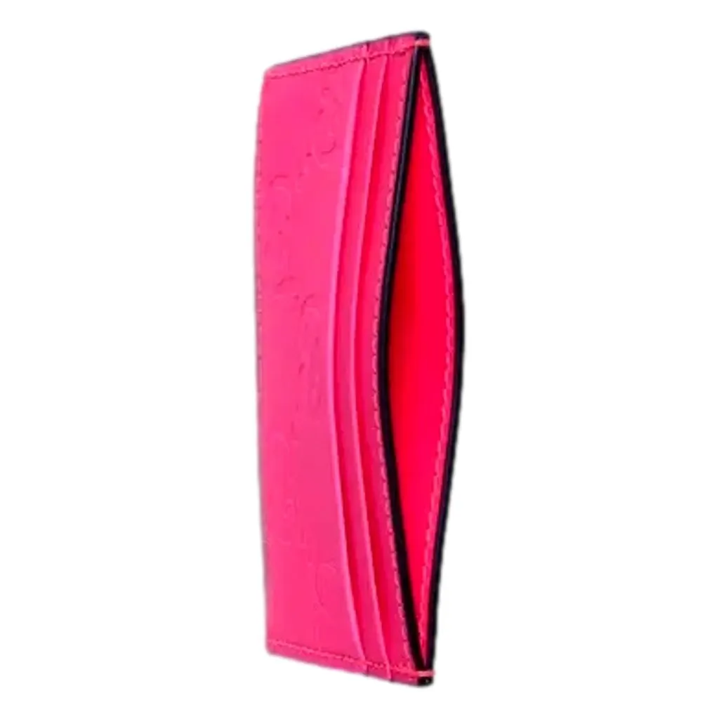 Gucci GG Leather Rubber Effect Neon Pink Card Holder Wallet Pink Leather Never worn - Model View