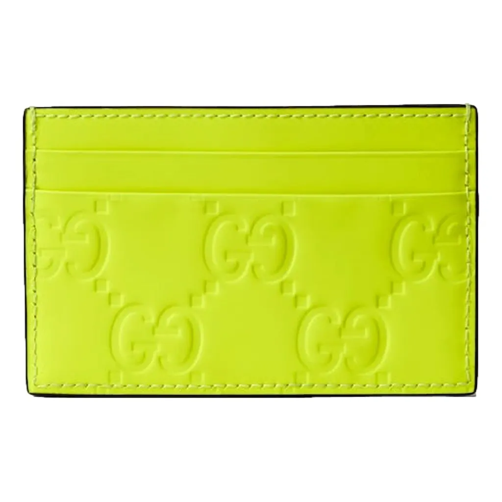 Gucci Gucci GG Rubber Effect Neon Yellow Guccissima Leather Card Case Wallet Yellow Leather Never worn - Front View
