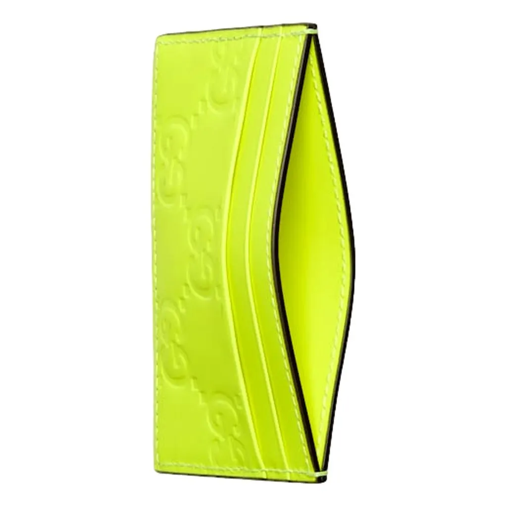 Gucci Gucci GG Rubber Effect Neon Yellow Guccissima Leather Card Case Wallet Yellow Leather Never worn - Back View