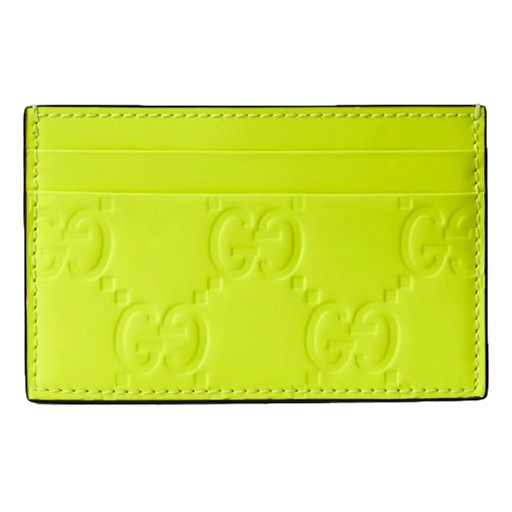 Gucci Gucci GG Rubber Effect Neon Yellow Guccissima Leather Card Case Wallet Yellow Leather Never worn - Inside View