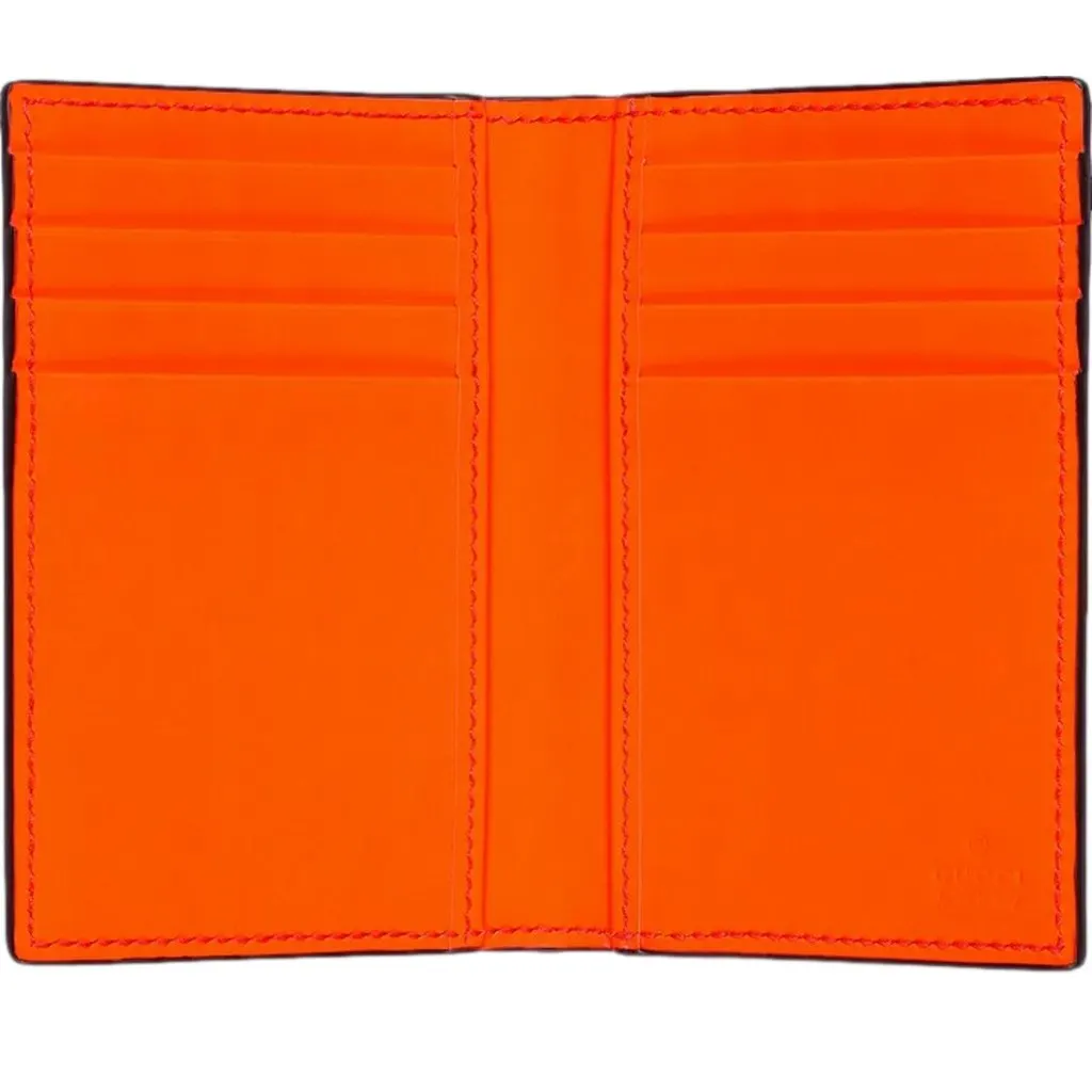 Gucci Gucci GG Leather Rubber Effect Neon Orange Folding Wallet Card Holder Orange Leather Never worn - Inside View