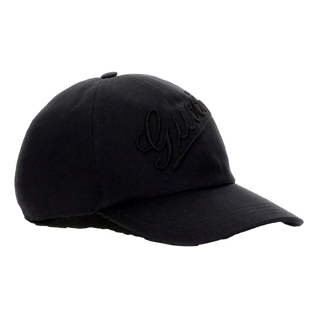 Gucci Black Embroidered Logo Cotton Baseball Cap Large Black Cotton Never worn - Back View