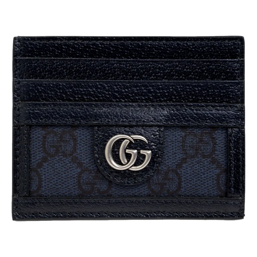 Gucci Gucci Ophidia GG Canvas Leather Navy Card Case Wallet Blue Leather Never worn - Front View