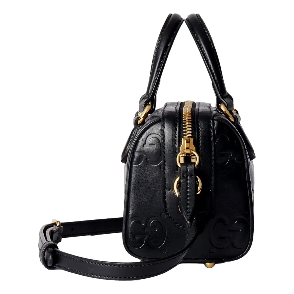 Gucci Gilbert GG Leather Super Mini Boston Bag Crossbody in Black Black Leather Never worn - Model View