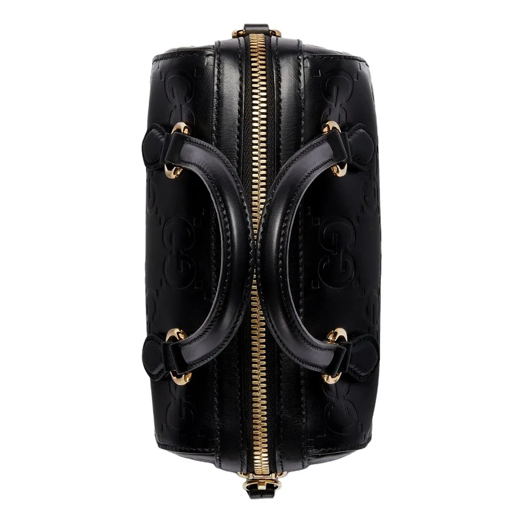 Gucci Gilbert GG Leather Super Mini Boston Bag Crossbody in Black Black Leather Never worn - Box View