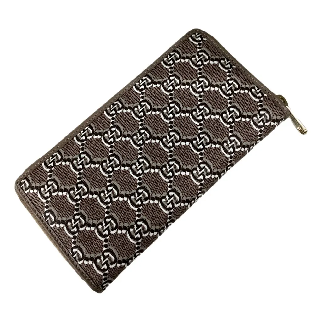 Gucci GG Shadow Continental Zip Around Wallet Beige Brown Brown Leather Never worn - Back View