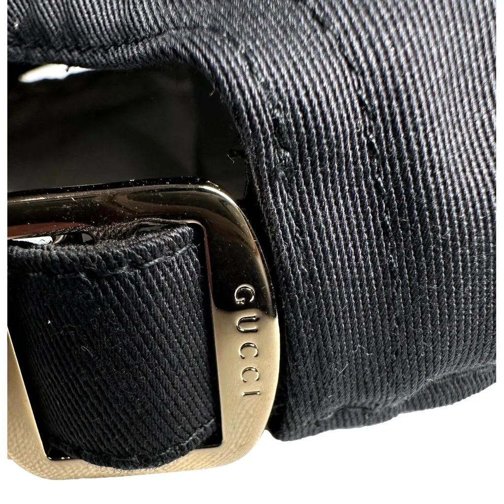 Gucci Black Embroidered Logo Cotton Baseball Cap Extra Large Black Cotton Never worn - Box View