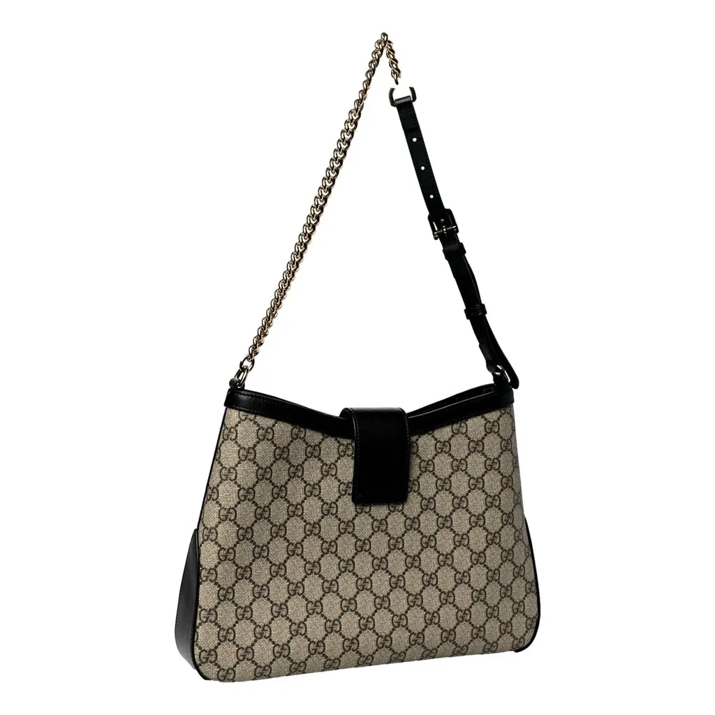 Gucci GG Supreme Monogram Canvas Medium Padlock Shoulder Bag Black Black Leather Never worn - Back View