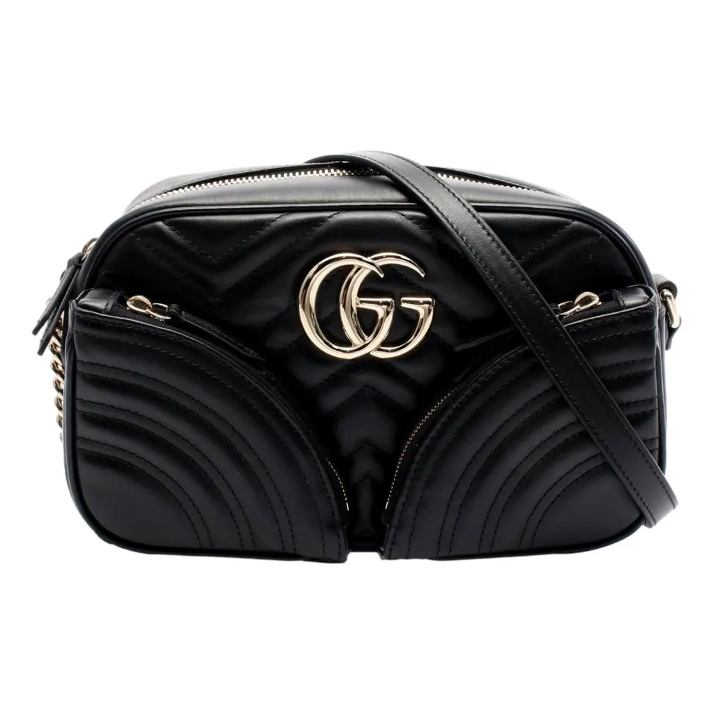 Gucci Gucci Marmont GG Black Multi Compartment Black Shoulder Bag