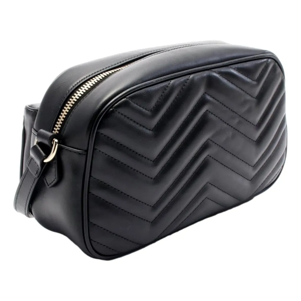 Gucci Gucci Marmont GG Black Multi Compartment Black Shoulder Bag Black Leather Never worn - Back View