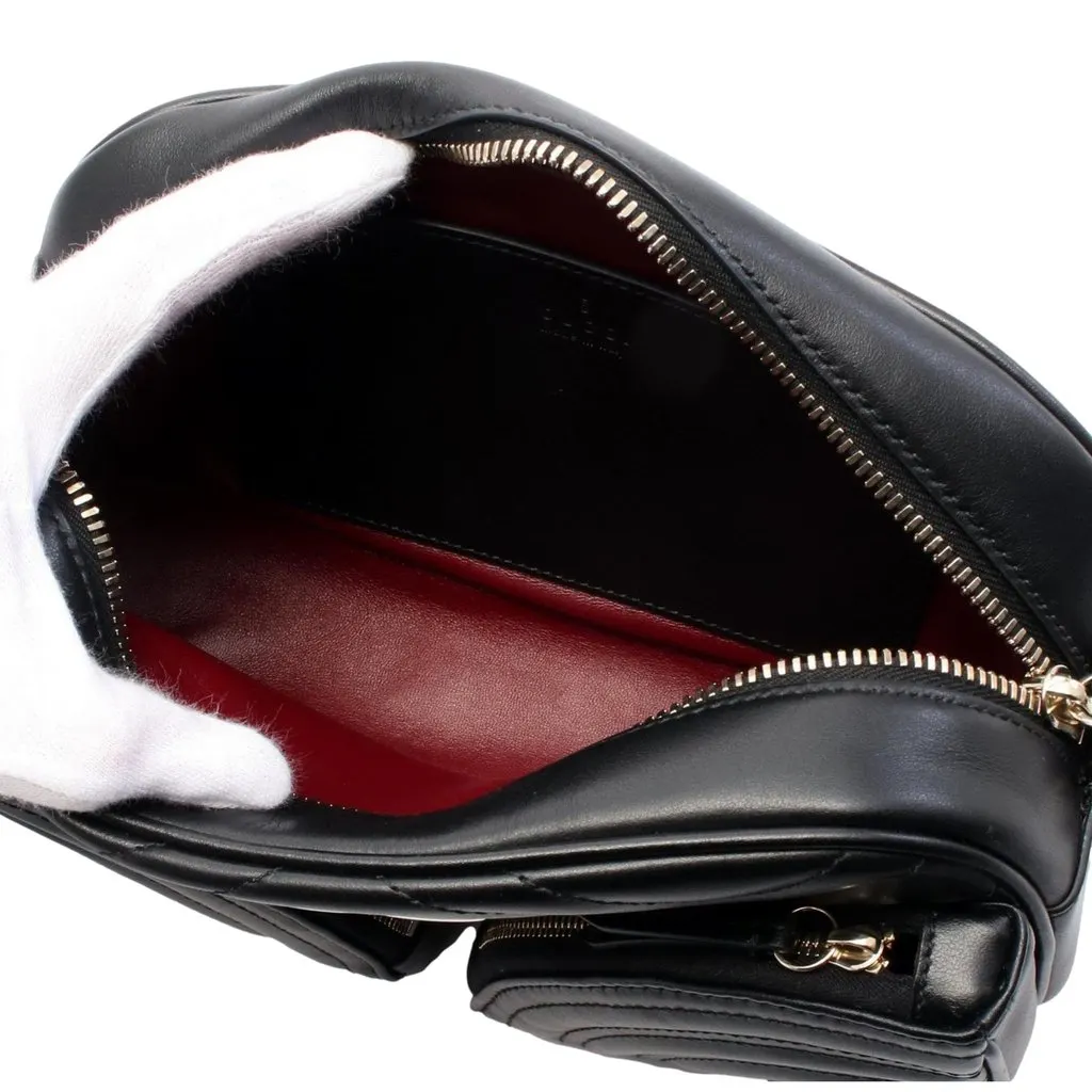 Gucci Gucci Marmont GG Black Multi Compartment Black Shoulder Bag Black Leather Never worn - Inside View