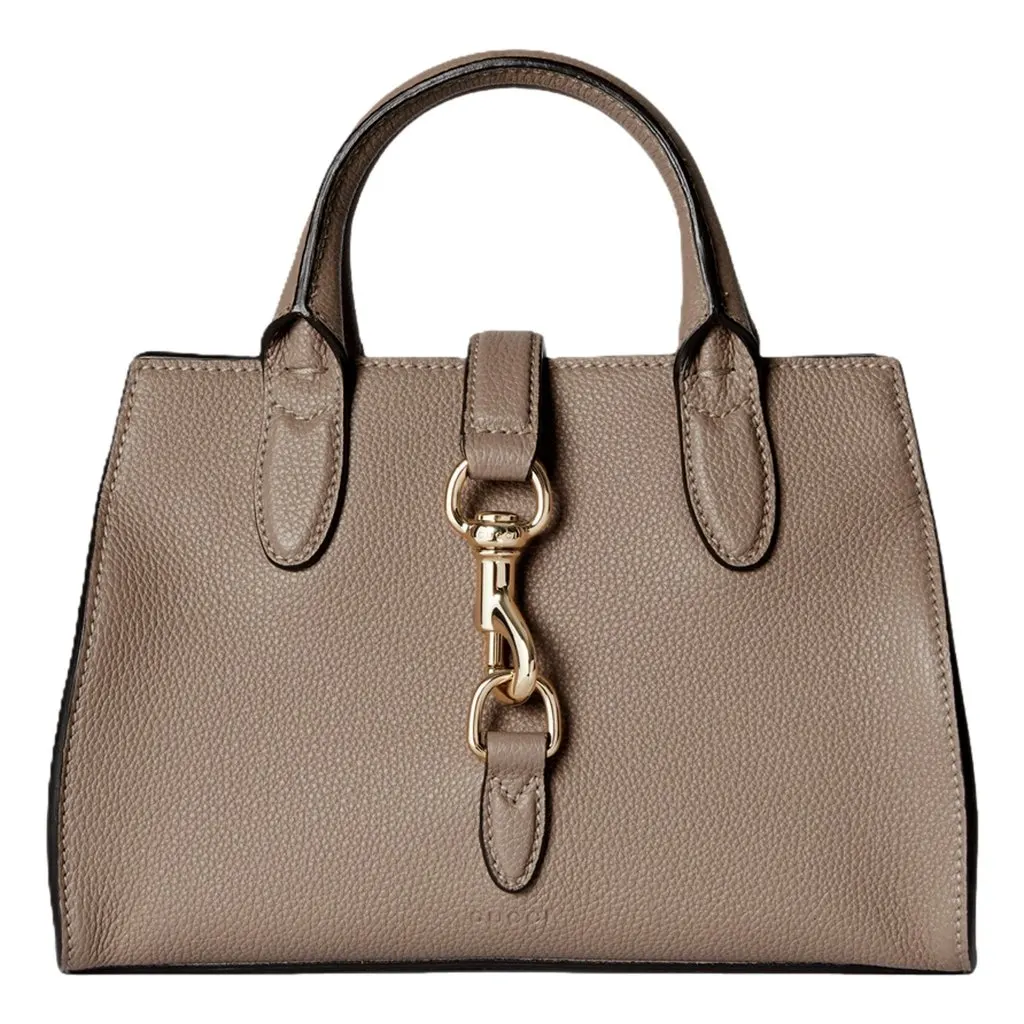 Gucci Jackie Small Calfskin Leather Tote Handbag Satchel Taupe Brown Leather Never worn - Front View