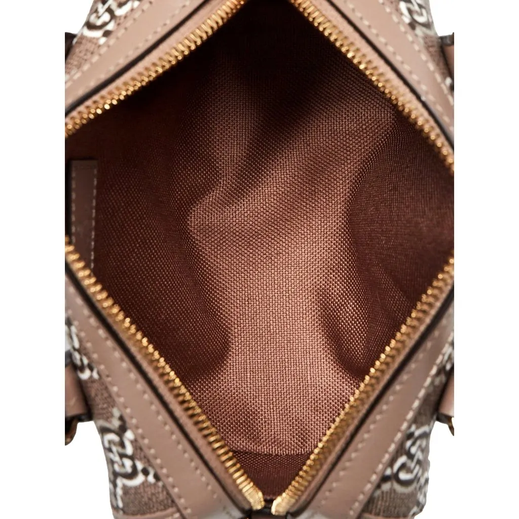 Gucci GG Shadow Monogram Canvas Leather Mini Bowler Bag Beige Black Brown Canvas Never worn - Model View