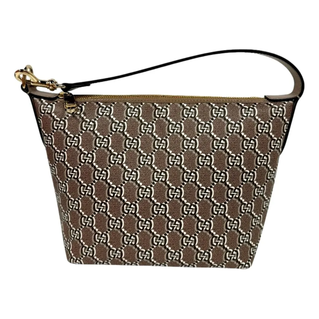 Gucci GG Shadow Monogram Canvas Beige Black Shoulder Bag Brown Canvas Never worn - Front View