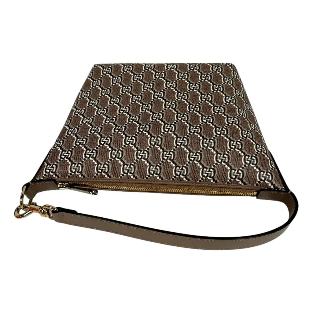 Gucci GG Shadow Monogram Canvas Beige Black Shoulder Bag Brown Canvas Never worn - Model View