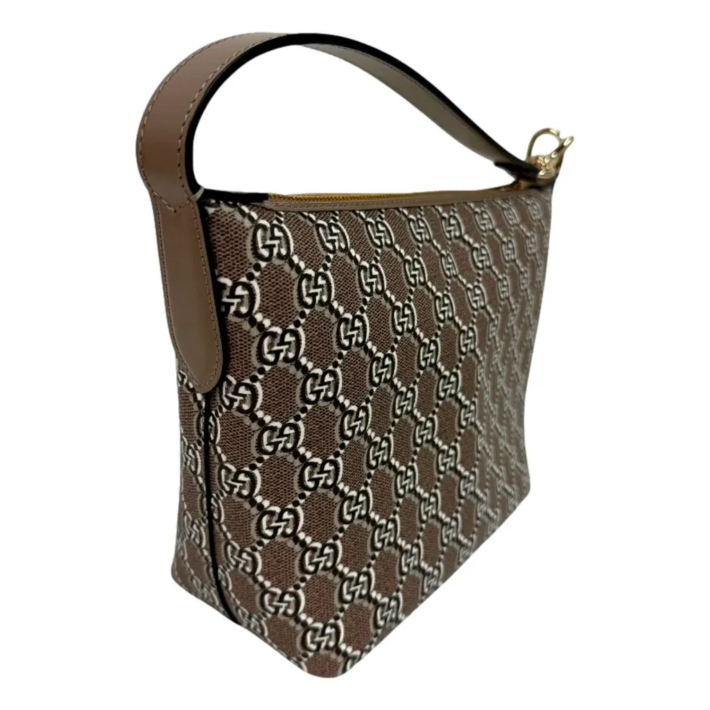 Gucci GG Shadow Monogram Canvas Beige Black Shoulder Bag Brown Canvas Never worn - Box View