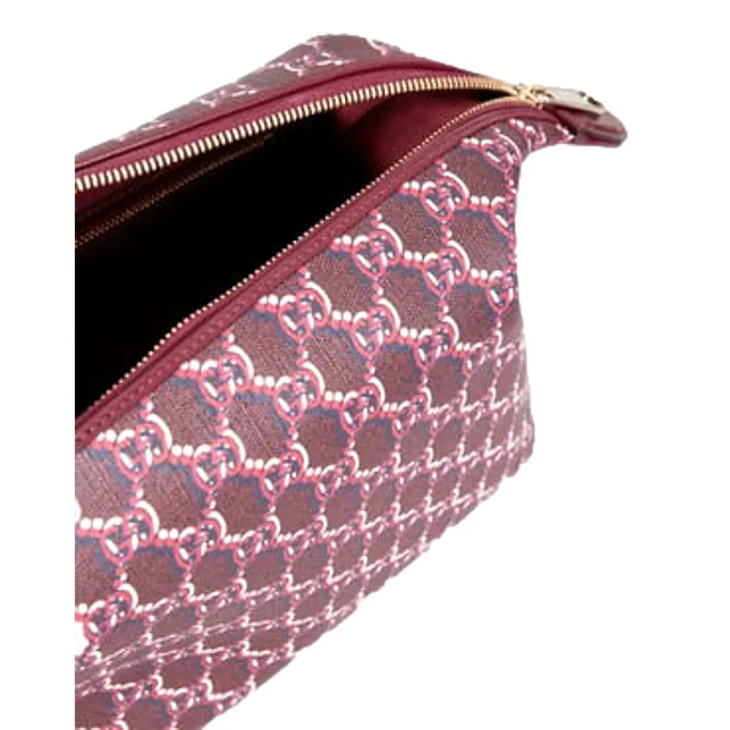 Gucci GG Shadow Travel Cosmetic Pouch Bag Bordeaux Red Red Canvas Never worn - Back View