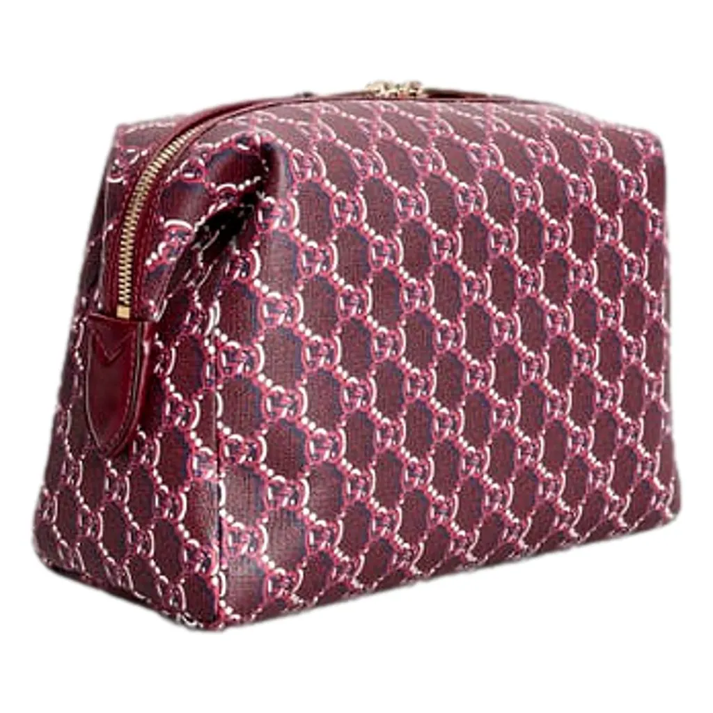 Gucci GG Shadow Travel Cosmetic Pouch Bag Bordeaux Red Red Canvas Never worn - Inside View