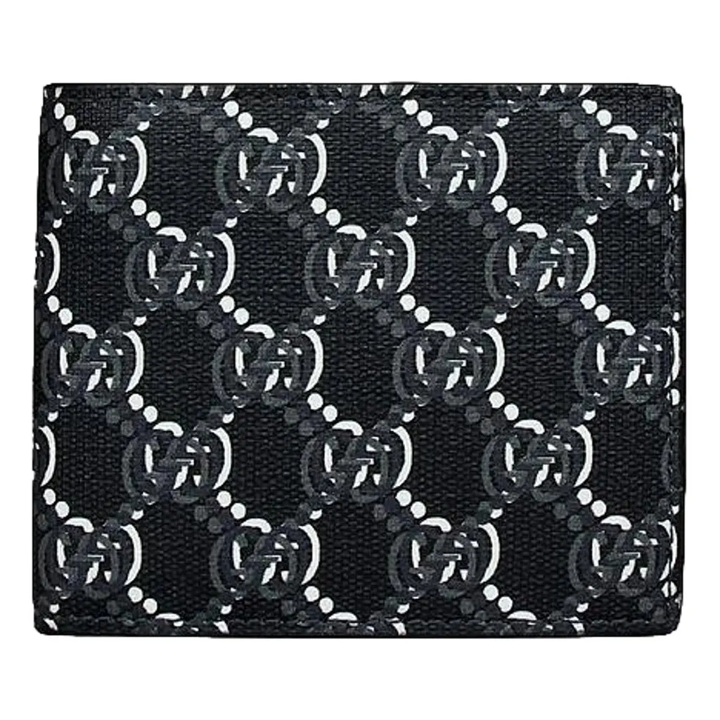 Gucci GG Shadow Black White Bifold Wallet Black Leather Never worn - Front View