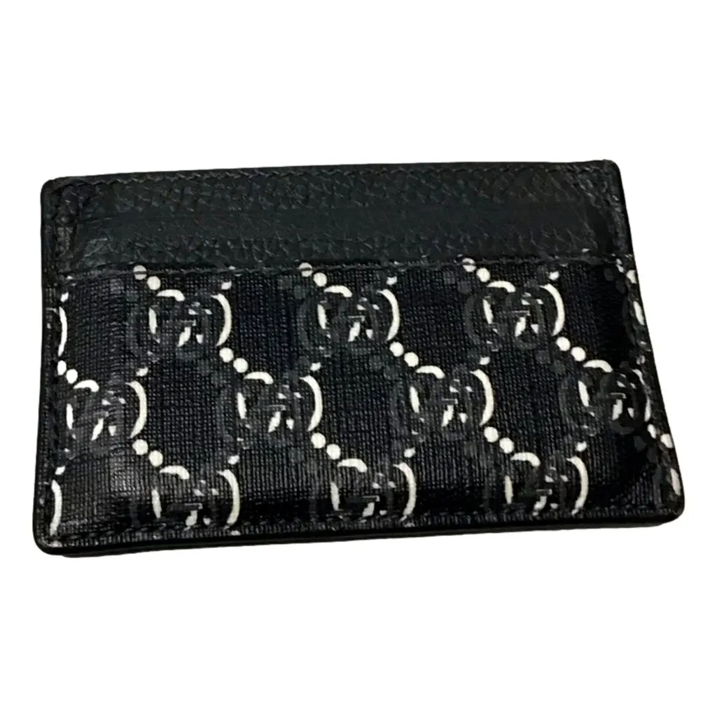 Gucci GG Shadow Black White Card Holder Wallet Black Leather Never worn - Back View
