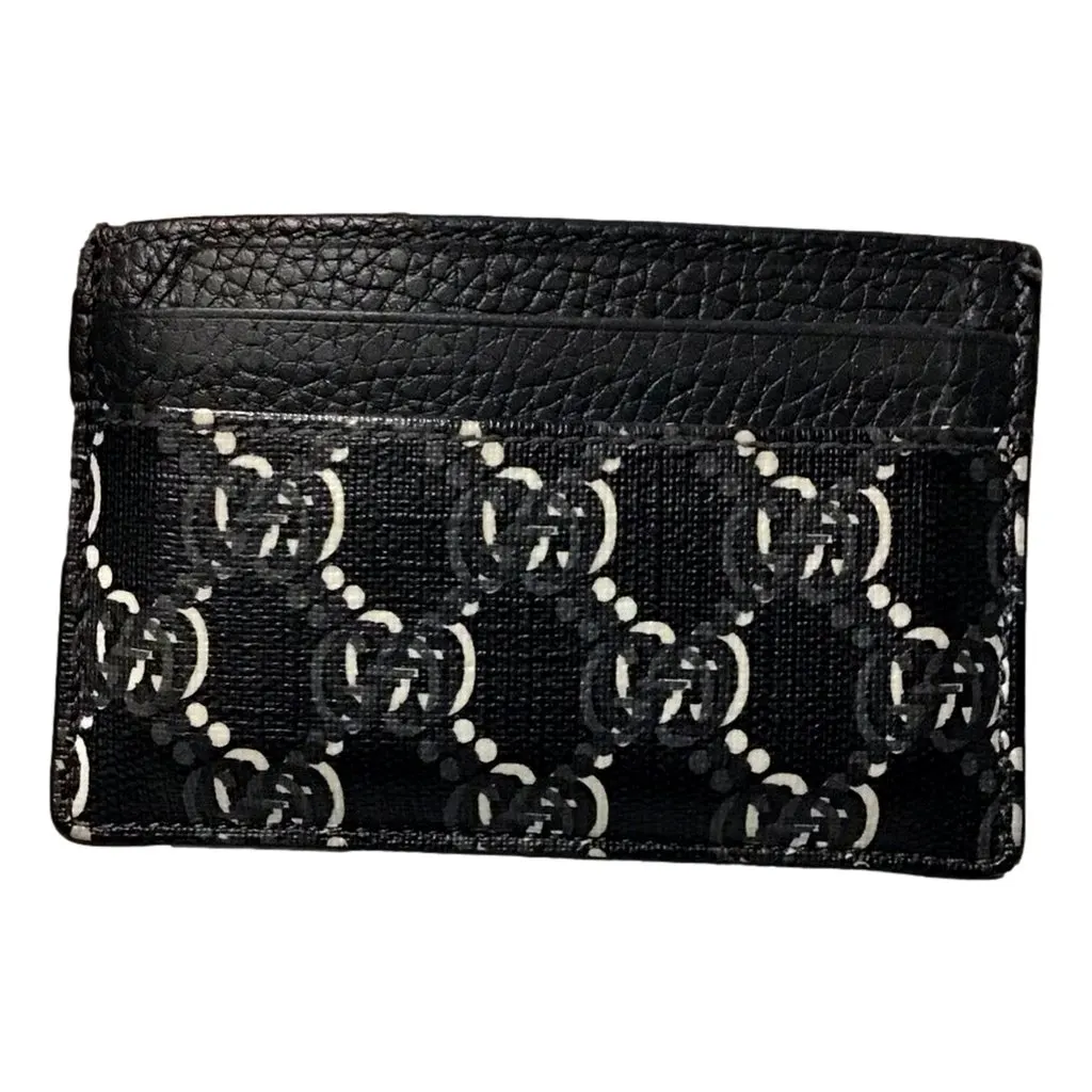 Gucci GG Shadow Black White Card Holder Wallet Black Leather Never worn - Inside View