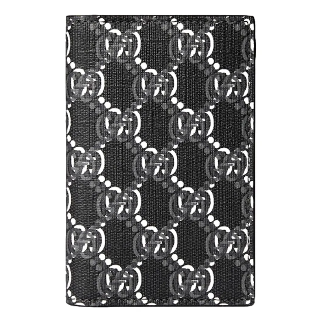 Gucci GG Shadow Black White Vertical Bifold Card Wallet Black Leather Never worn - Front View