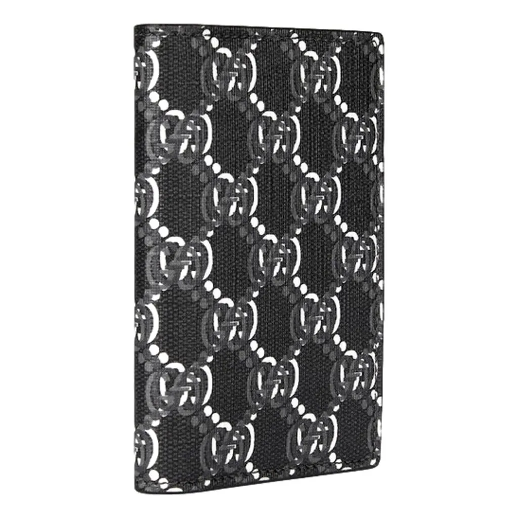 Gucci GG Shadow Black White Vertical Bifold Card Wallet Black Leather Never worn - Back View