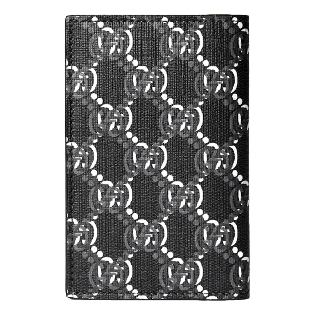 Gucci GG Shadow Black White Vertical Bifold Card Wallet Black Leather Never worn - Model View