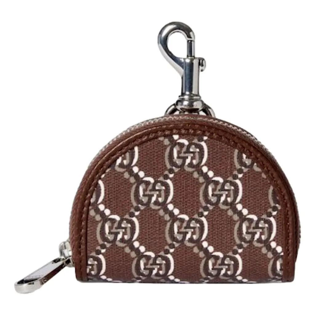 Gucci Gucci GG Shadow Brown Canvas Earphone Case Charm Brown Leather Never worn - Front View