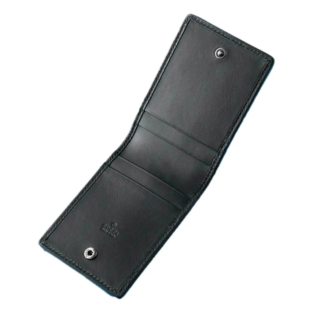 Gucci Grained Leather AirTag Holder Folding Card Case Wallet in Dark Gray Black Leather Never worn - Back View