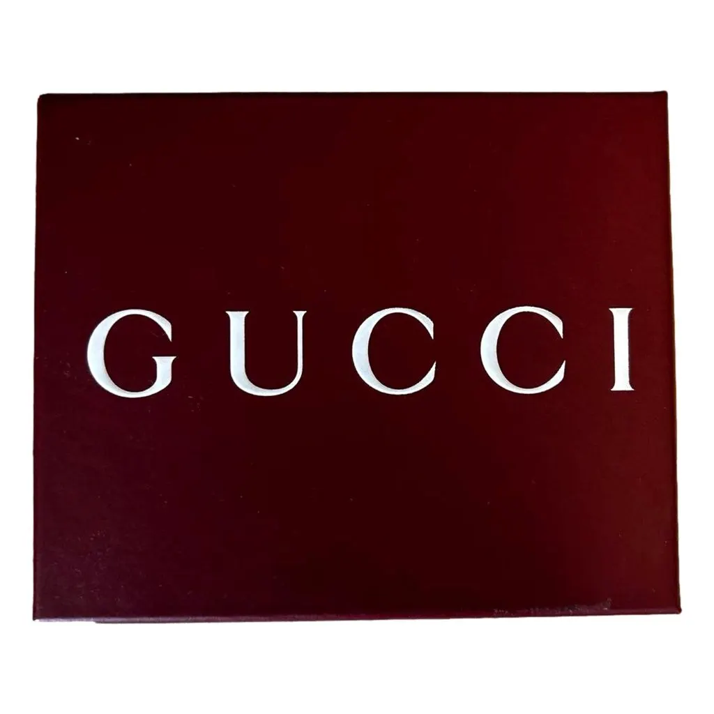 Gucci Grained Leather AirTag Holder Folding Card Case Wallet in Dark Gray Black Leather Never worn - Inside View