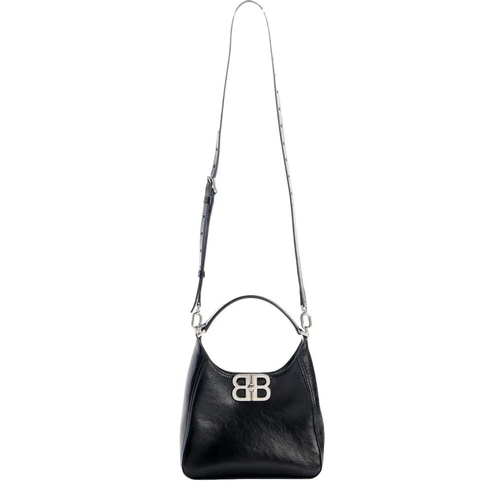 Balenciaga BB Soft Hobo Mini Black Smooth Calfskin Leather Shoulder Crossbody Bag Beige Leather Never worn - Box View