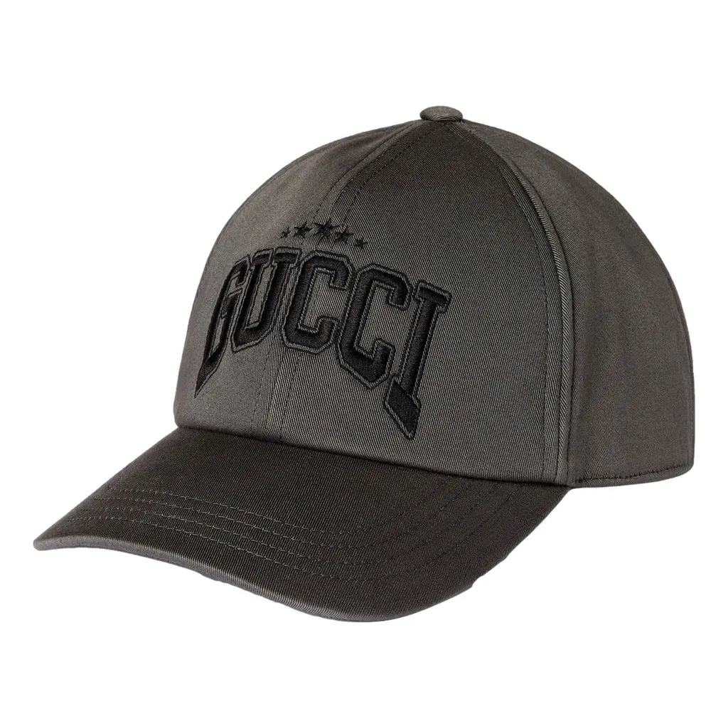 Gucci Cotton Embroidered Baseball Hat in Grey Size Medium Grey Cotton Never worn - Front View