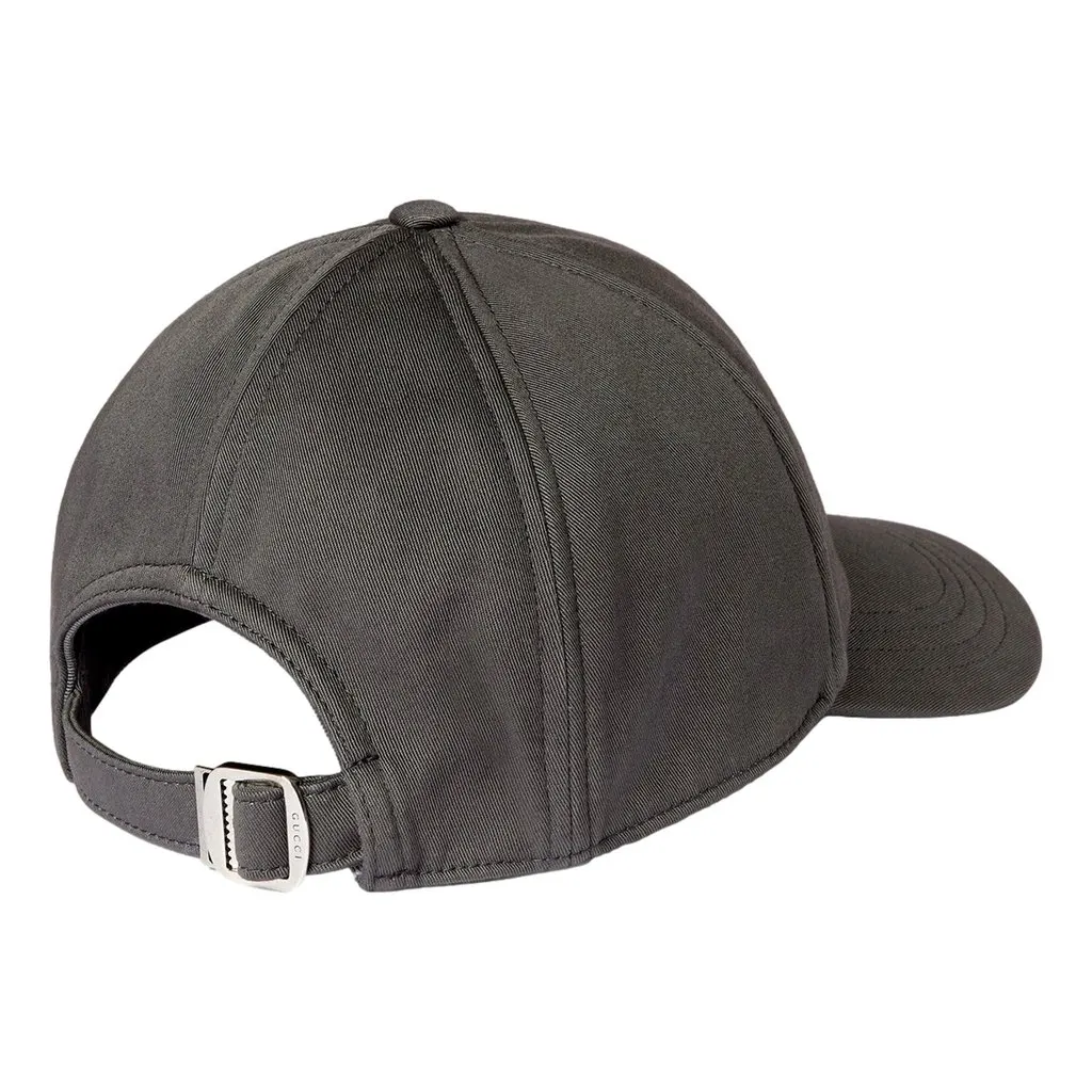 Gucci Cotton Embroidered Baseball Hat in Grey Size Medium Grey Cotton Never worn - Back View